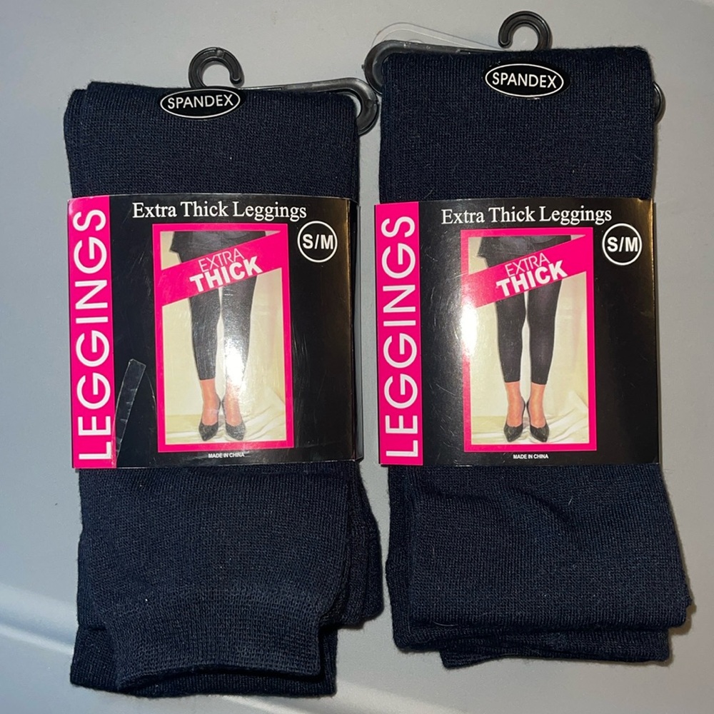 Leggings extra thick 2 pair black S/M small/medium New NWT
